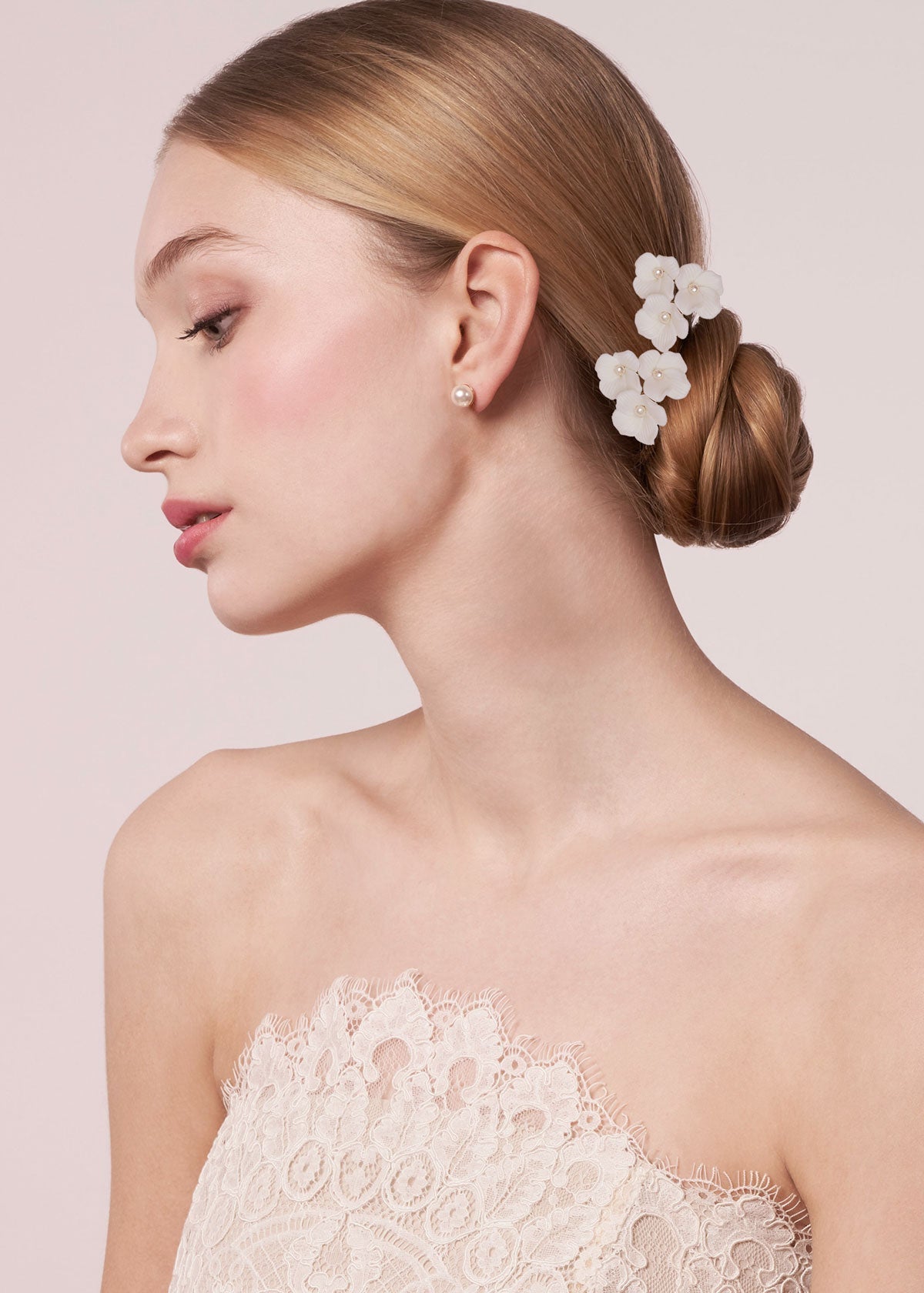Elizabeth Bower Weiss Cluster Haarnadeln Rhodium 2er-Set Porzellan