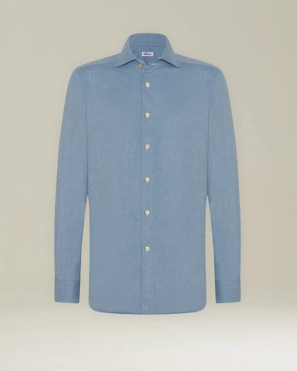 Kiton Shirts Hemd Flanell Baumwolle 40
