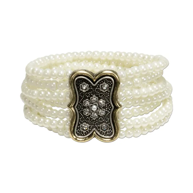 Alpenflüstern DAHEIM Minna DAB046 Perlen-Trachten-Armband schwarz-creme