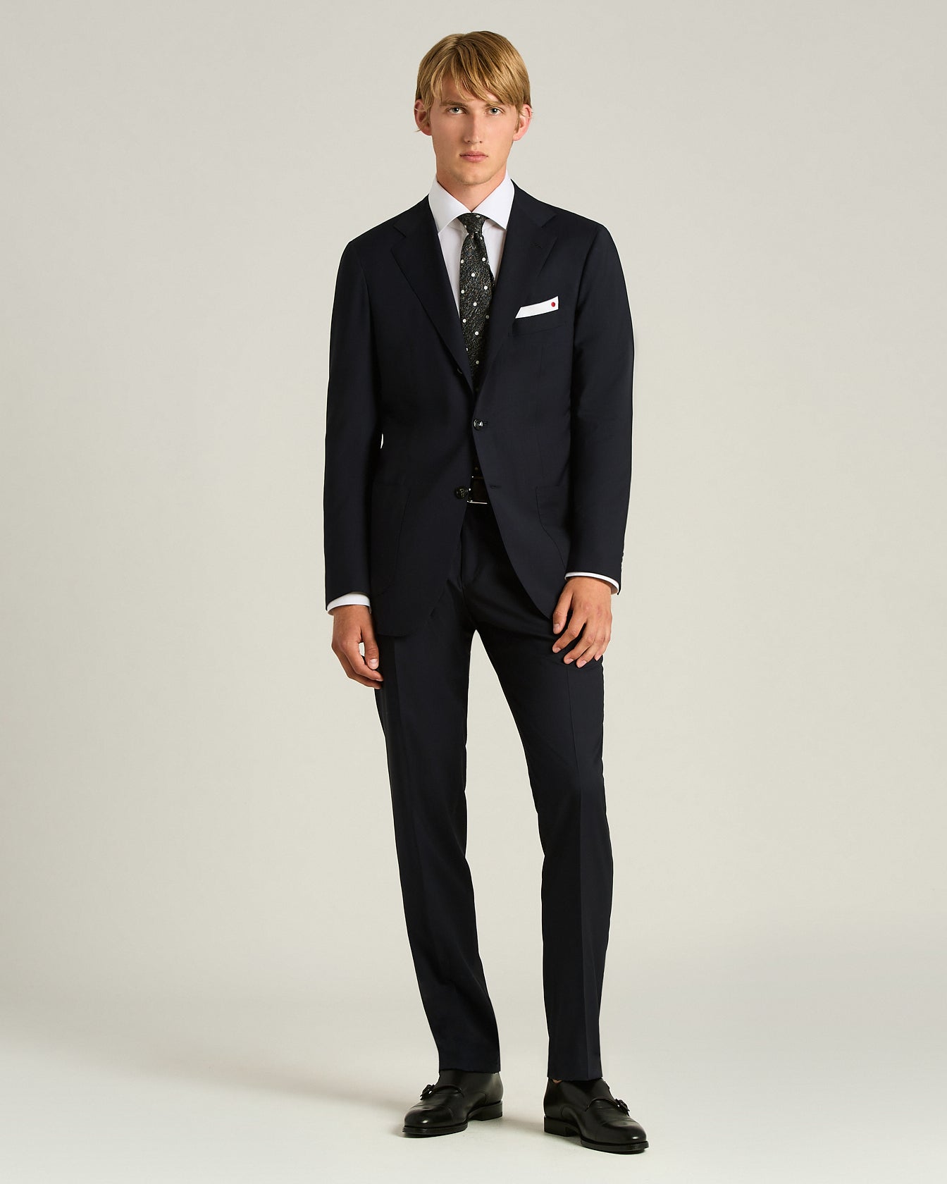 Kiton Ties Wollkrawatte Anthrazit Punkte 148 cm