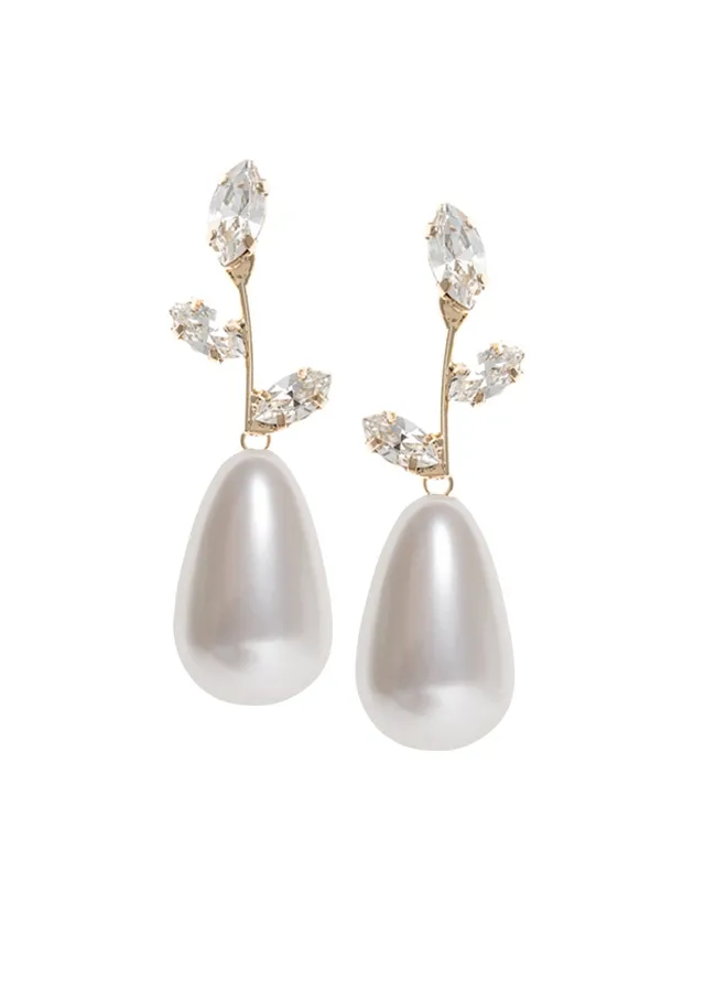 Elizabeth Bower Crystalla Hängeohrringe Rhodium Perle Kristall