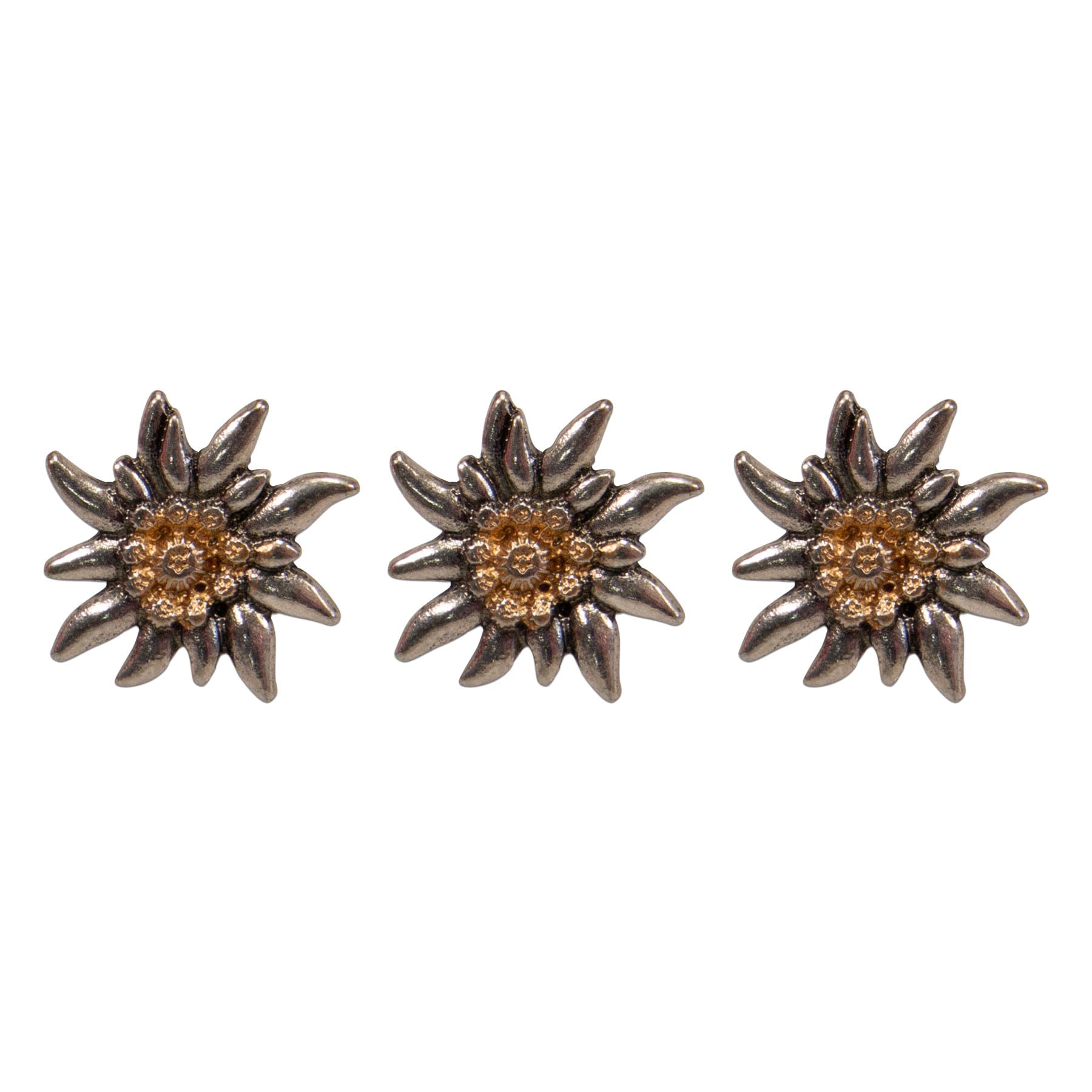 Alpenflüstern Daheim API127 Ansteck-Pins Edelweiß 3er-Set bicolor