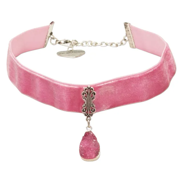 Alpenflüstern DAHEIM DHK197 Samtkropfband rosé-rosa elastisch
