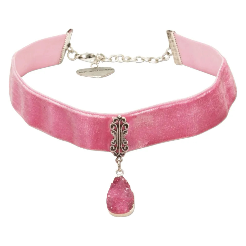 Alpenflüstern DAHEIM DHK197 Samtkropfband rosé-rosa elastisch