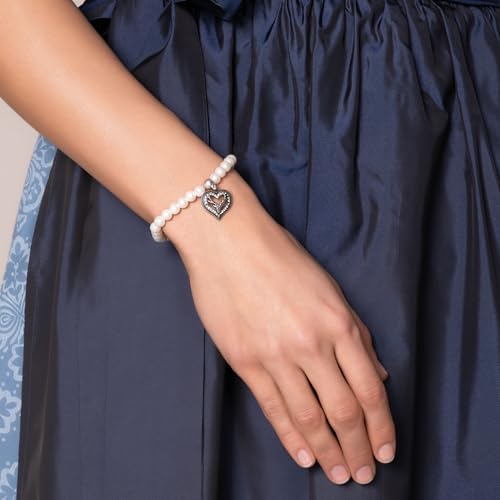 Alpenflüstern DAHEIM DAB064 Perlenarmband Strassherz creme-weiß
