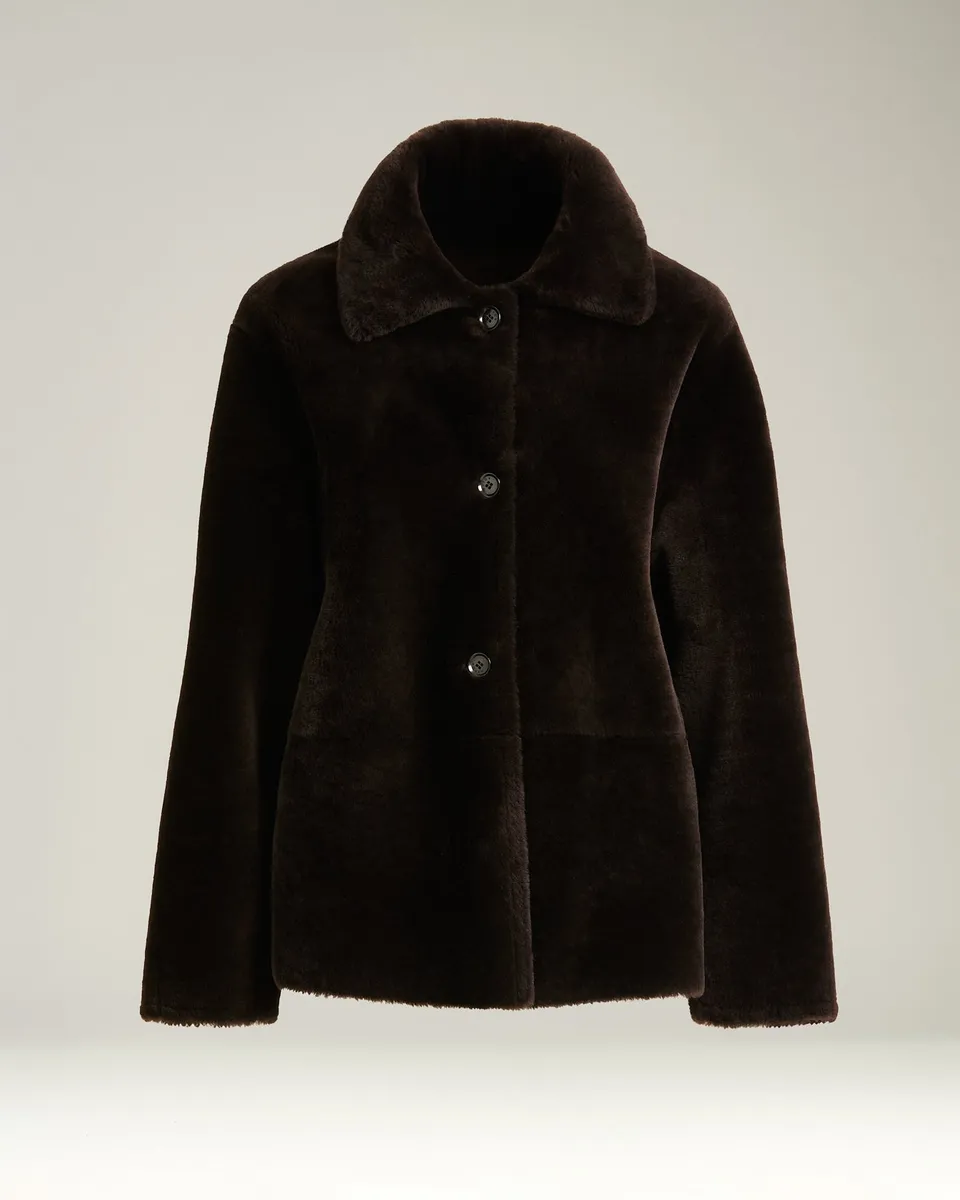 Kiton Outerwear Shearling Kurzjacke Wendejacke Braun