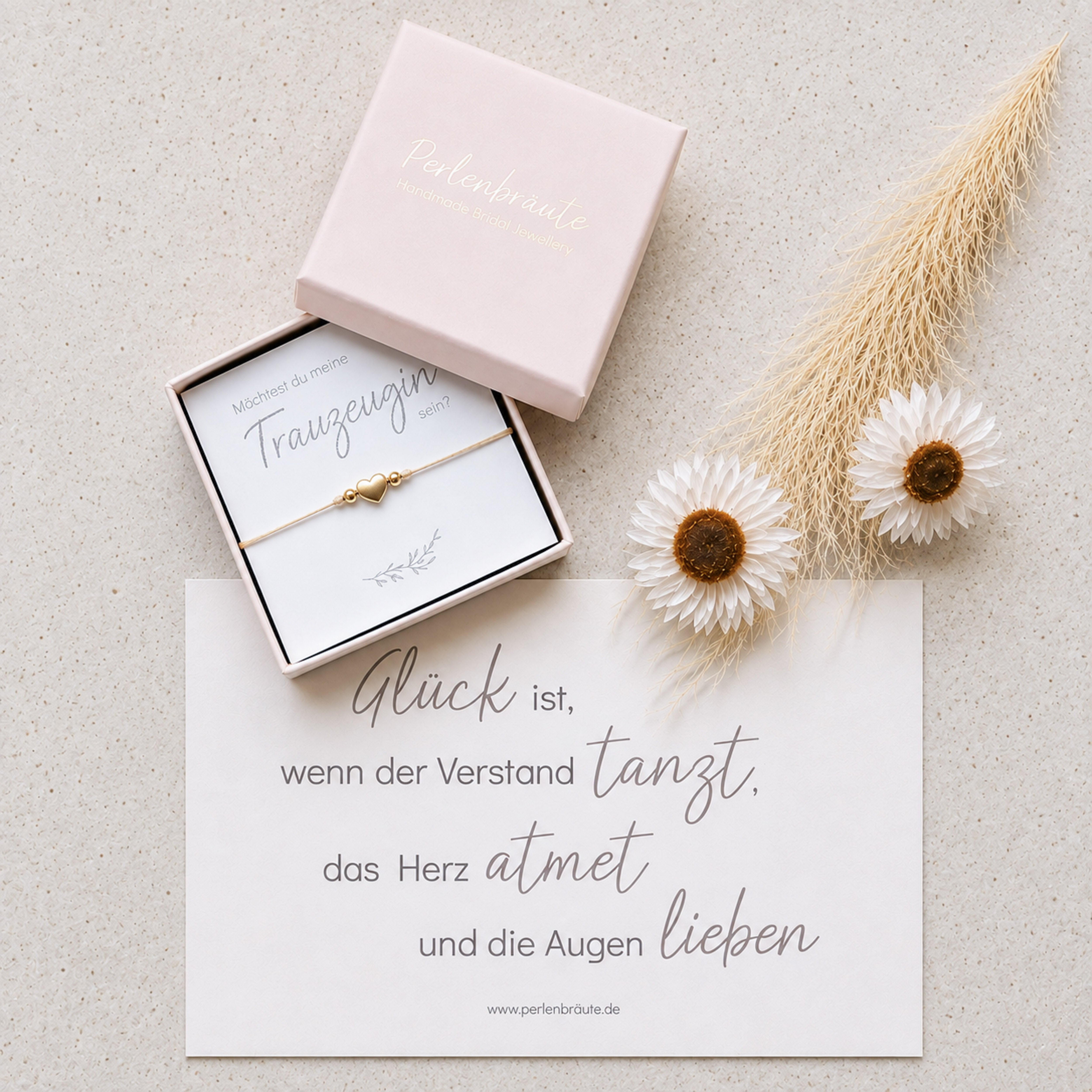 Perlenbräute Armbänder Makramee-Armband Beige Herz verstellbar