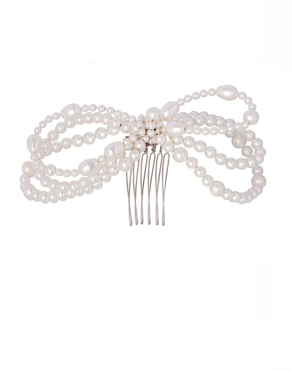 Elizabeth Bower Bowble Pearl Comb Haarkamm Silber Perlen