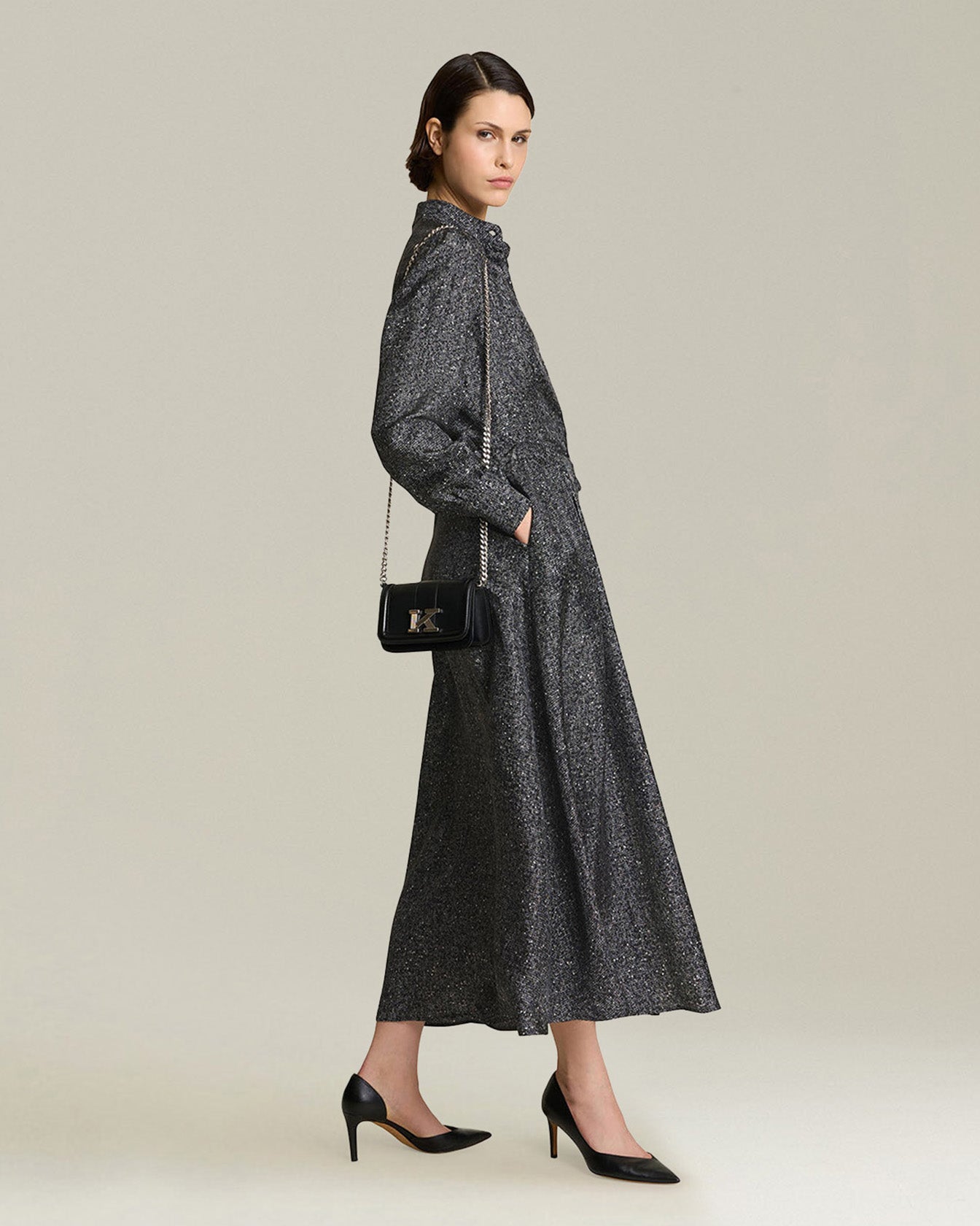 Kiton Dresses Abendkleid Seide Lamé mit Gürtel TU