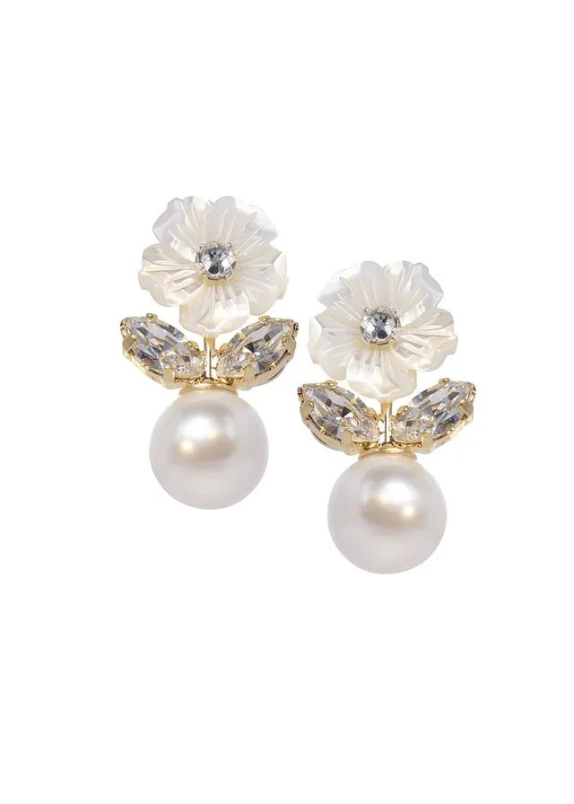 Elizabeth Bower Morning Petal Ohrstecker Gold Perlmutt