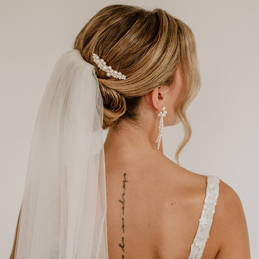 Perlenbräute Wilma Haarkamm Braut-Haarschmuck Gold Perlen 7 cm