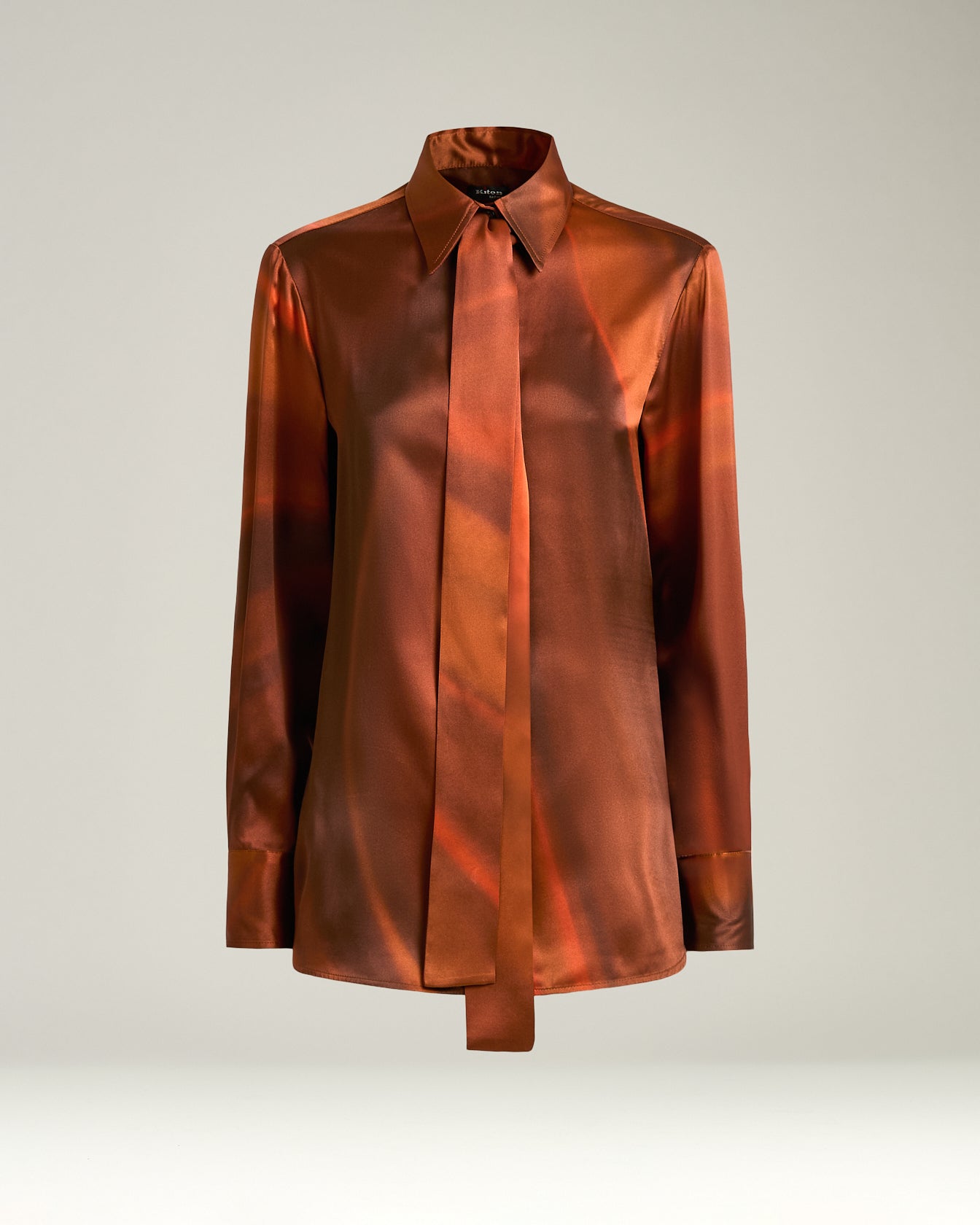 Kiton Schluppenbluse Rost Seiden-Bluse mit Schleife