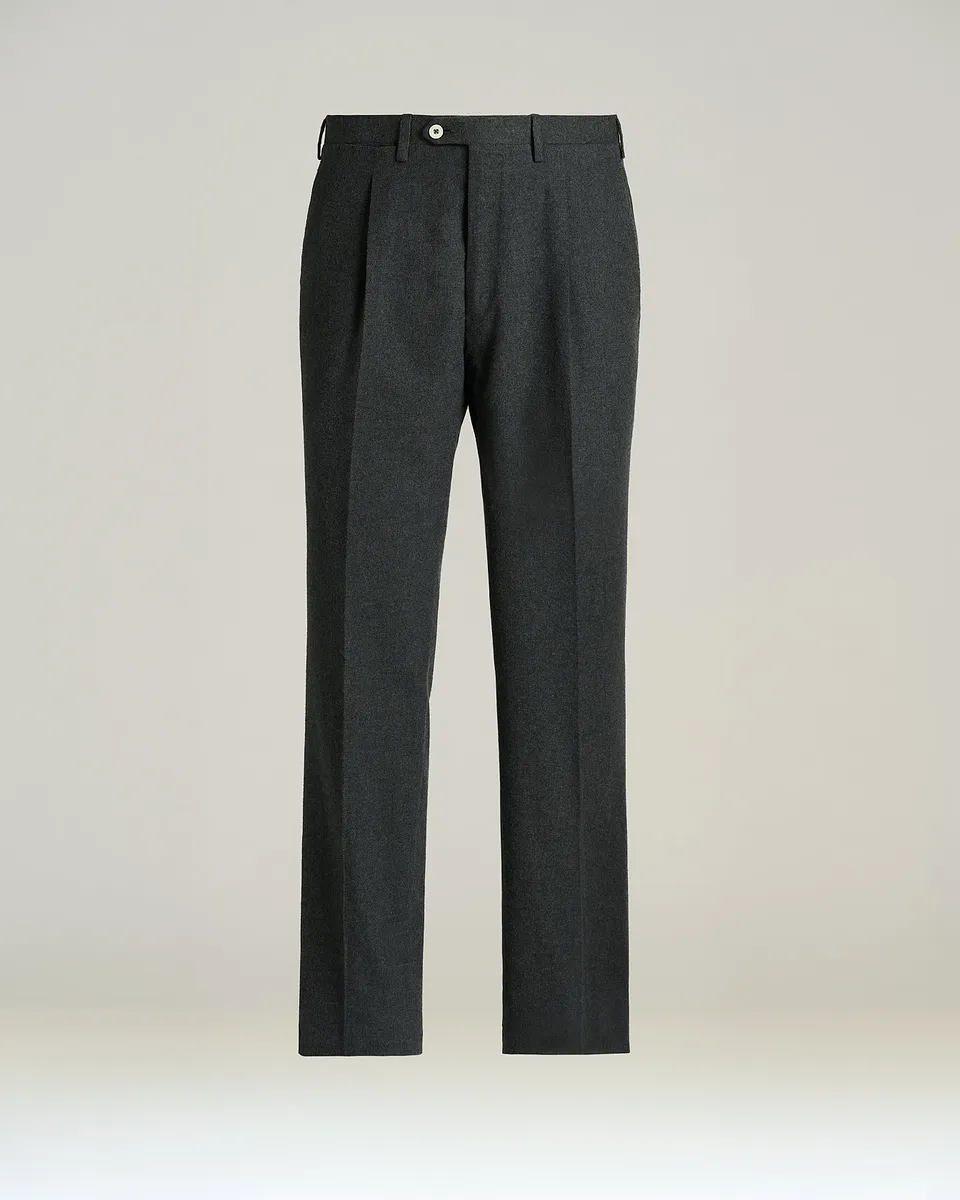Kiton Gray Cotton Hose Baumwolle Grau Bundfalte