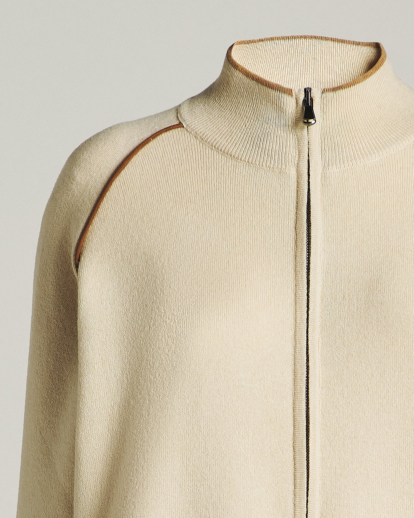 Kiton Cream Wool Sweatshirt Strickjacke creme Wolle Kaschmir