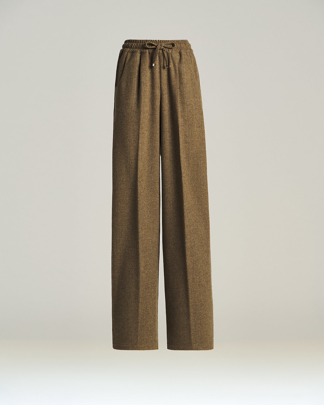 Kiton Wide-Leg Hose dunkelbeige Wolle Kaschmir