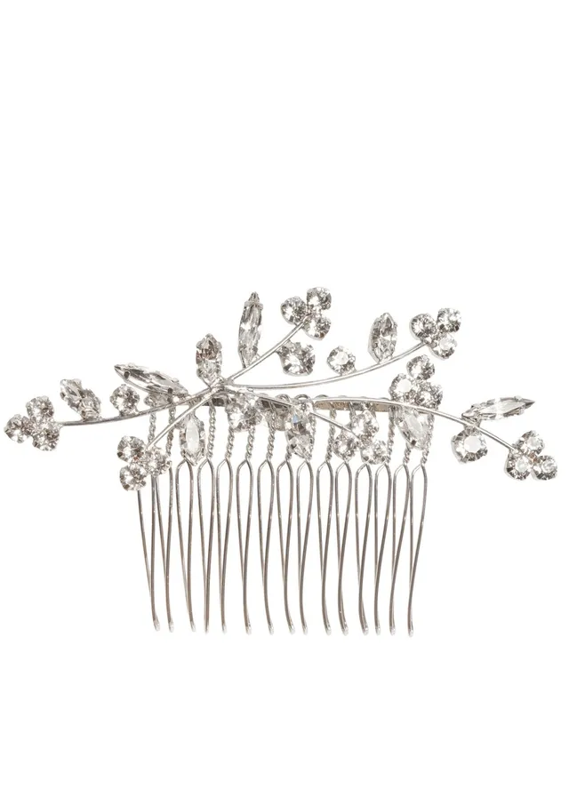 Elizabeth Bower Bud Crystal Haarkamm Kristall Rhodium