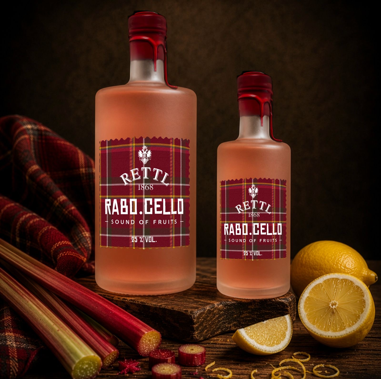 Rettl RABO.CELLO Likör Rhabarber Limoncello Zinnsiegel