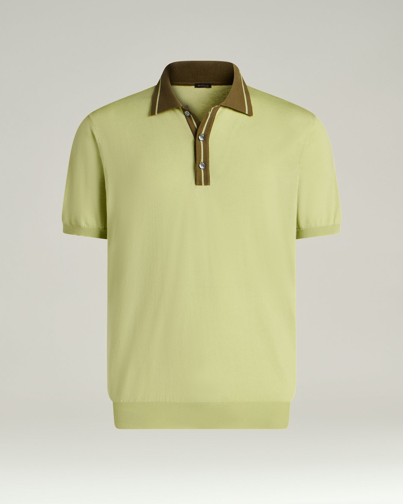 Kiton Polo Poloshirt pistazie Baumwolle Kontrastkragen