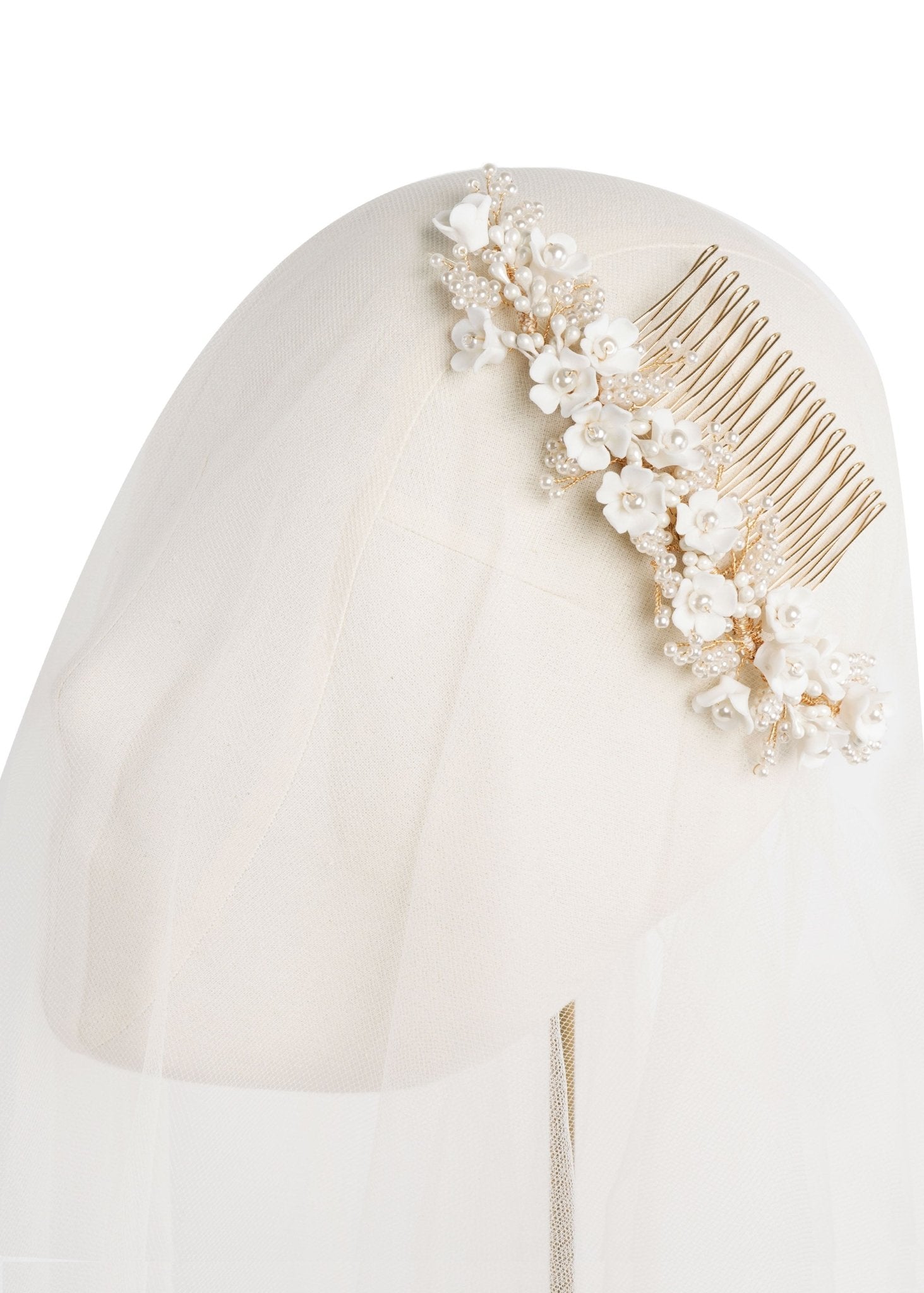 Elizabeth Bower Snowdrop Double Haarkamm Silber Blumen