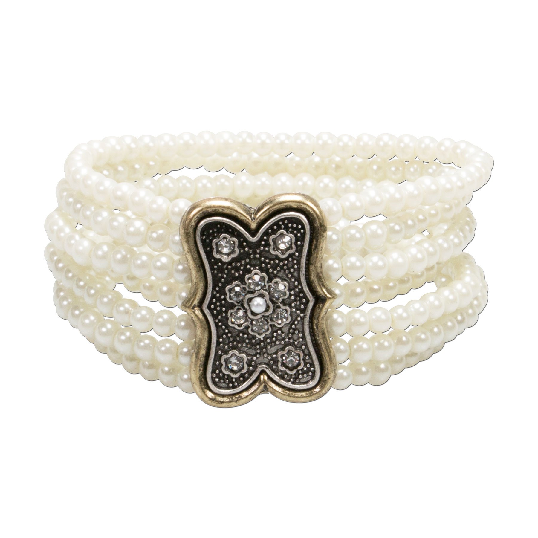 Alpenflüstern DAHEIM Minna DAB046 Perlen-Trachten-Armband schwarz-creme