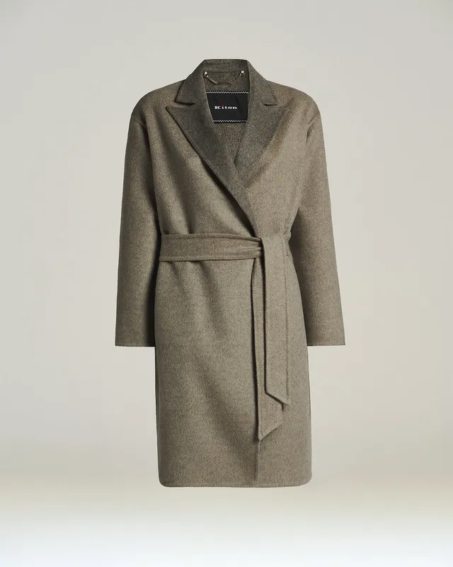 Kiton Mantel Grau Cashmere Zobel mit Gürtel