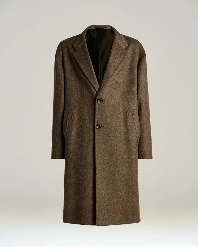 Kiton Mantel Kaschmir Wolle beige Herren Gr 50