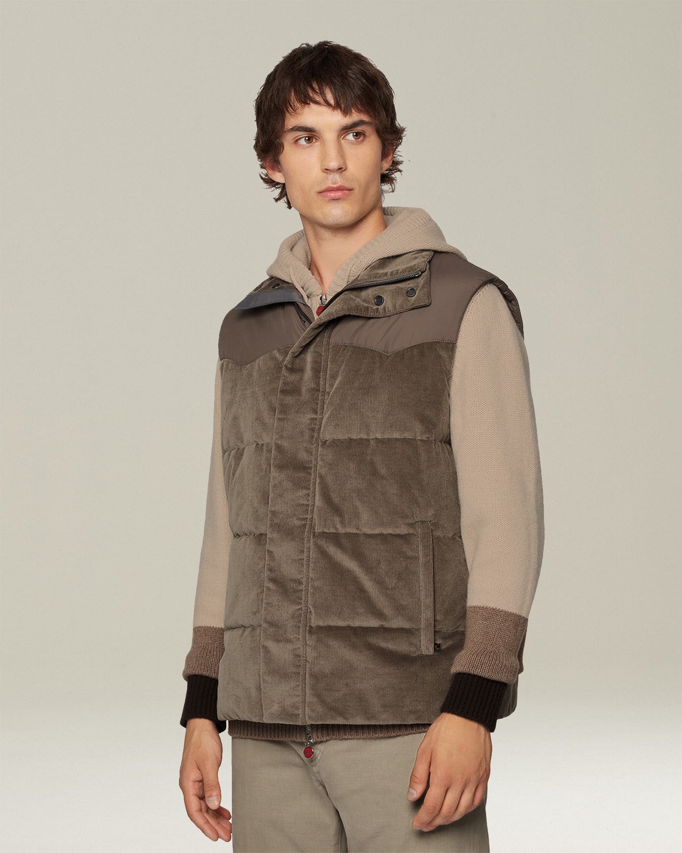 Kiton Gilet Velvet Sleeveless Daunenweste Samt leicht