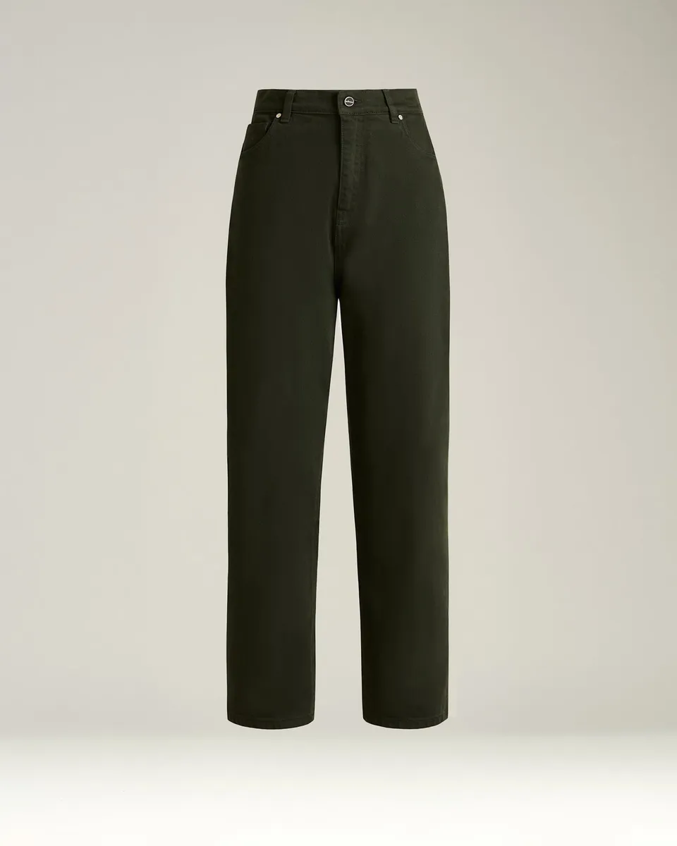 Kiton Trousers Stretch Baumwollhose Damen dunkelgrün elastisch