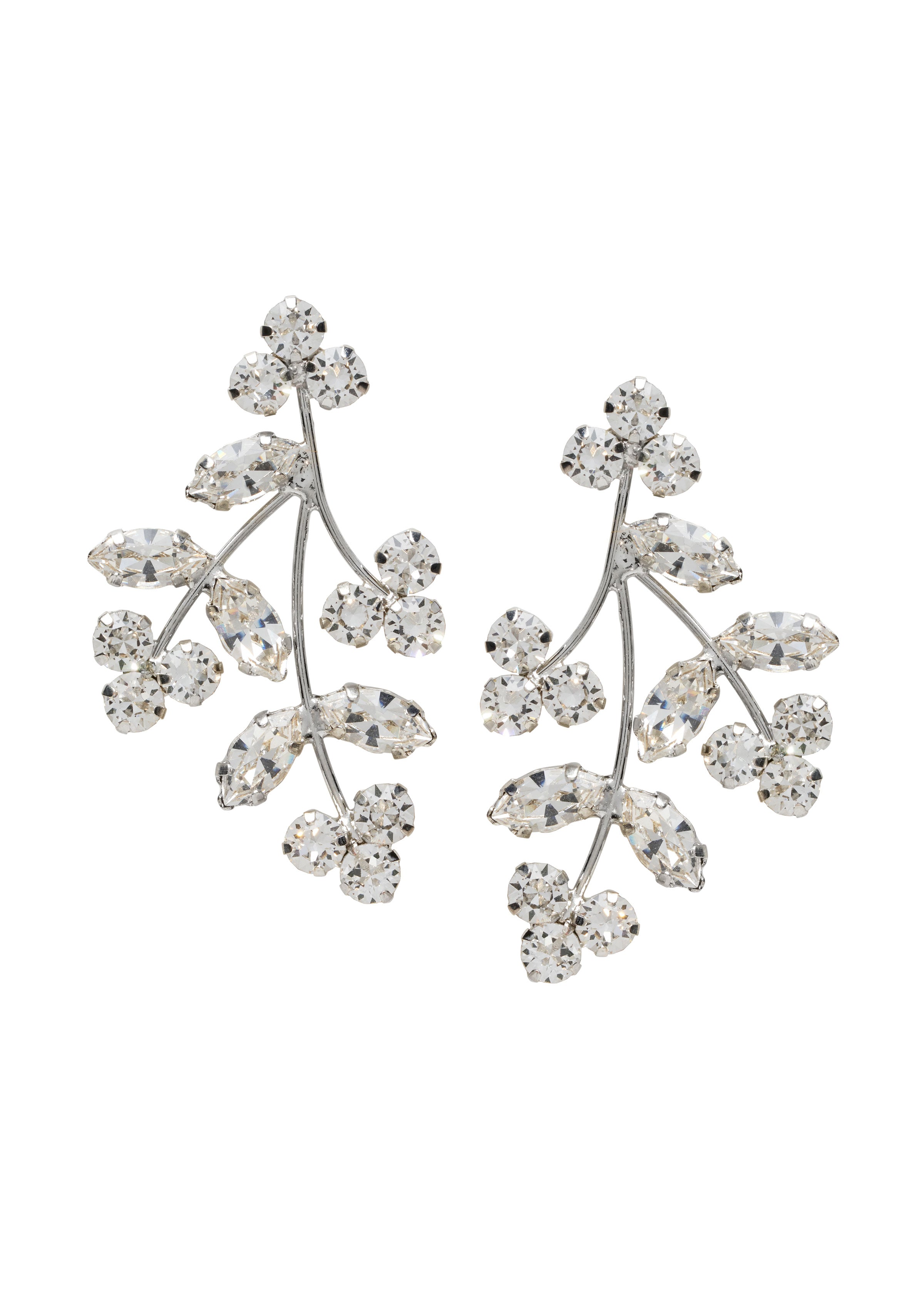 Elizabeth Bower Crystal Triplet Cluster Ohrstecker Rhodium