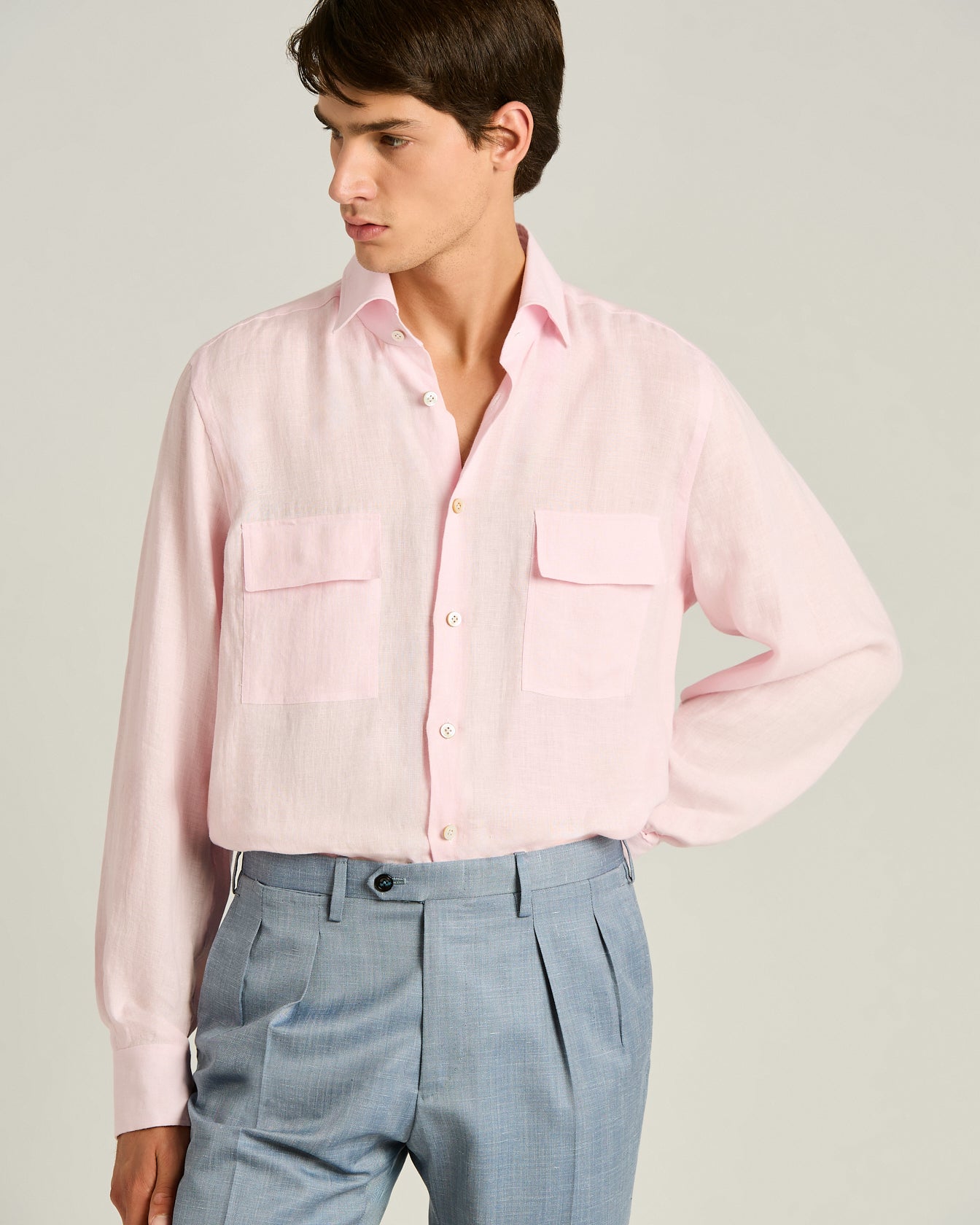 Kiton Shirts Rose Linen Shirt Hemd Rosa Leinen