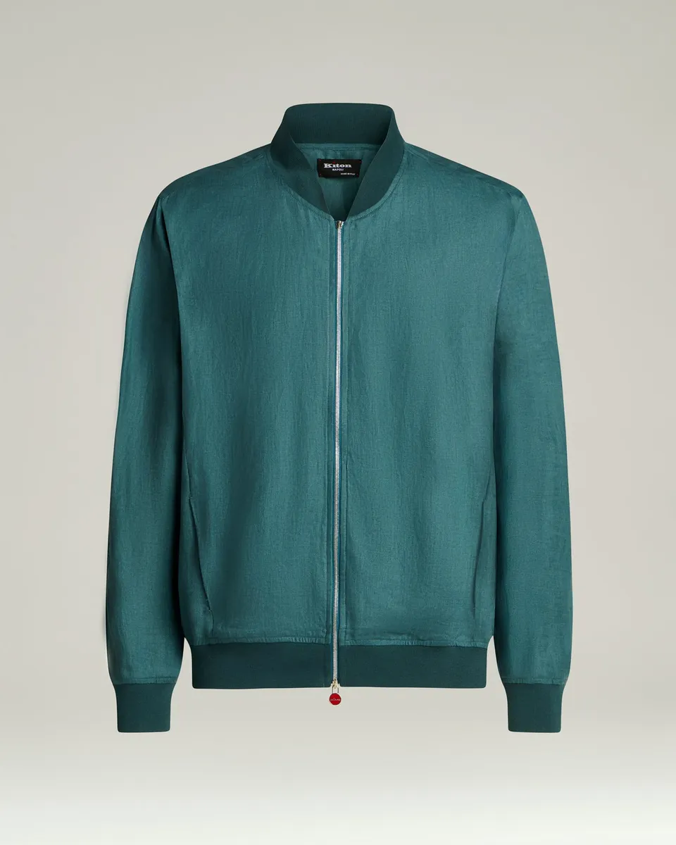 Kiton Jackets Sakko Leinen Kornblumenblau Zip