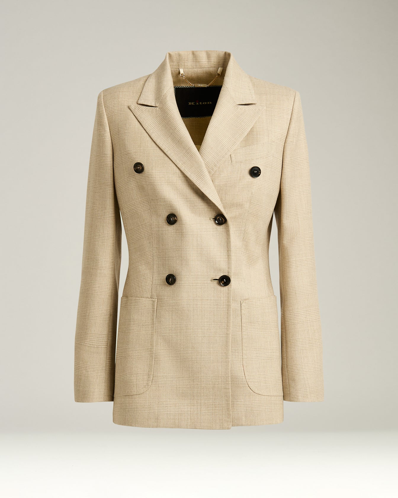 Kiton Jackets Blazer Schurwolle Beige Doppelreihig