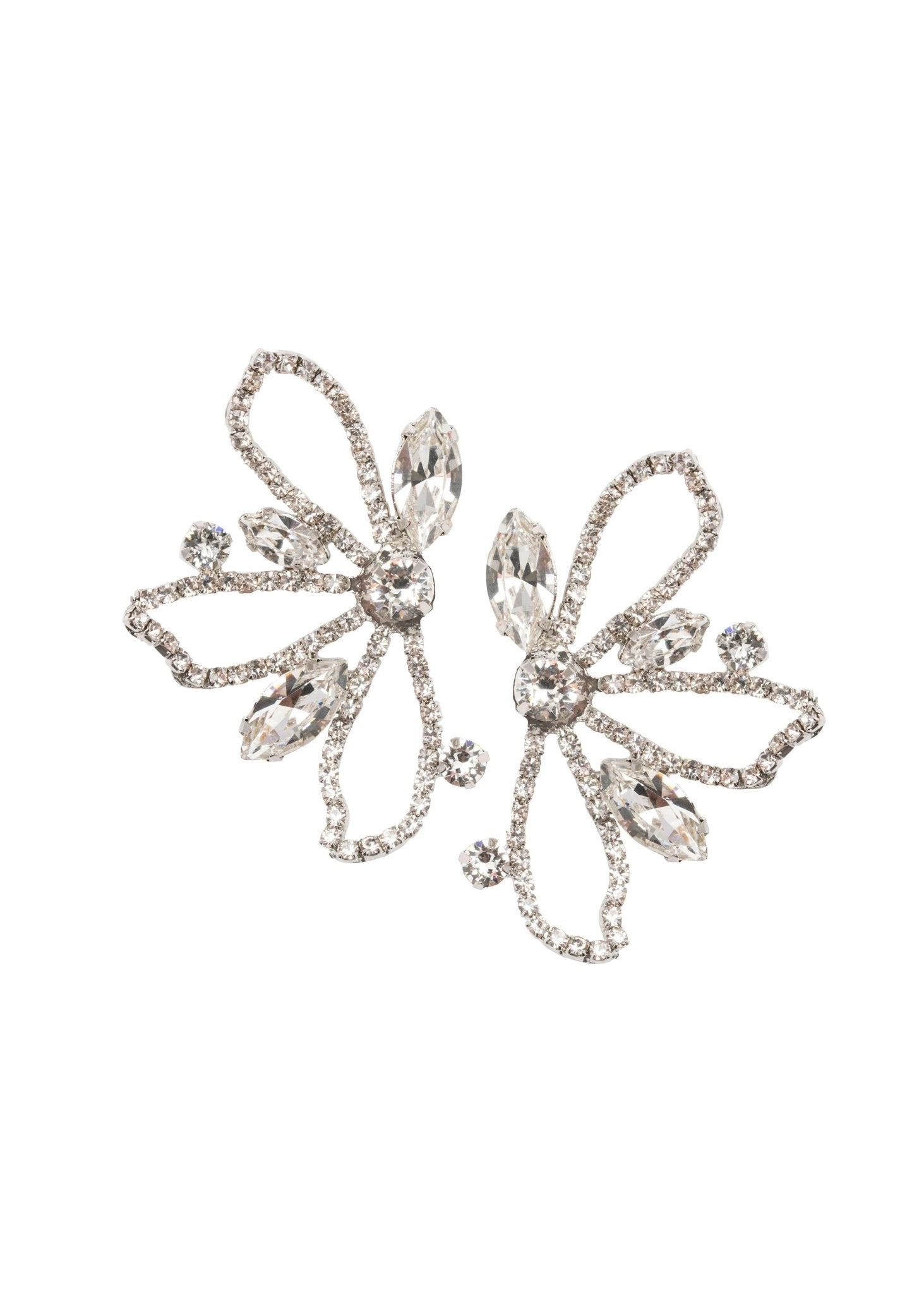 Elizabeth Bower Mari Crystal Statement Ohrstecker Rhodium Flügel