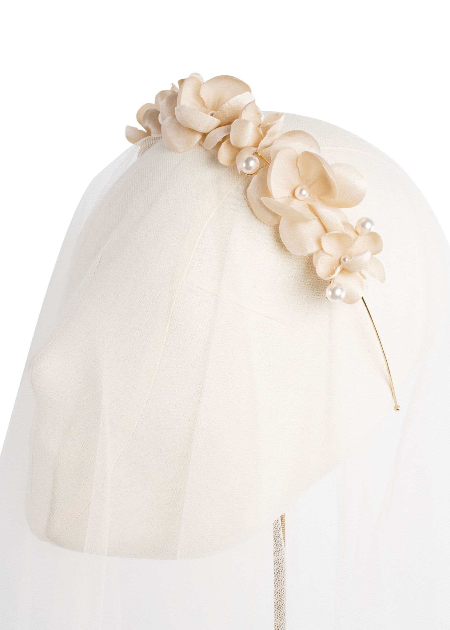 Elizabeth Bower Organna Floral Pearl Haarreif Rhodium Ivory