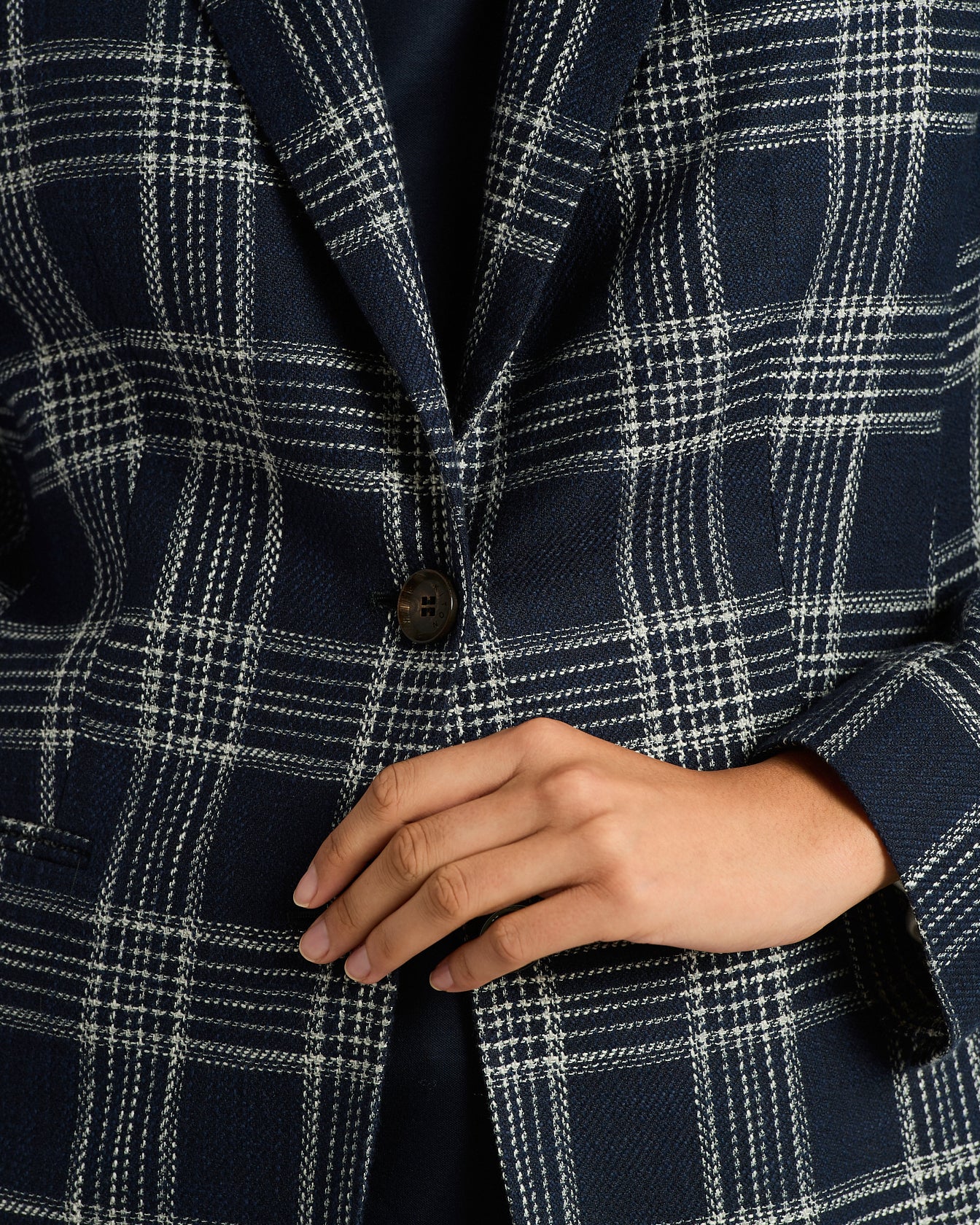 Kiton Jackets kariertes Sakko blau Seide Kaschmir Gr.46