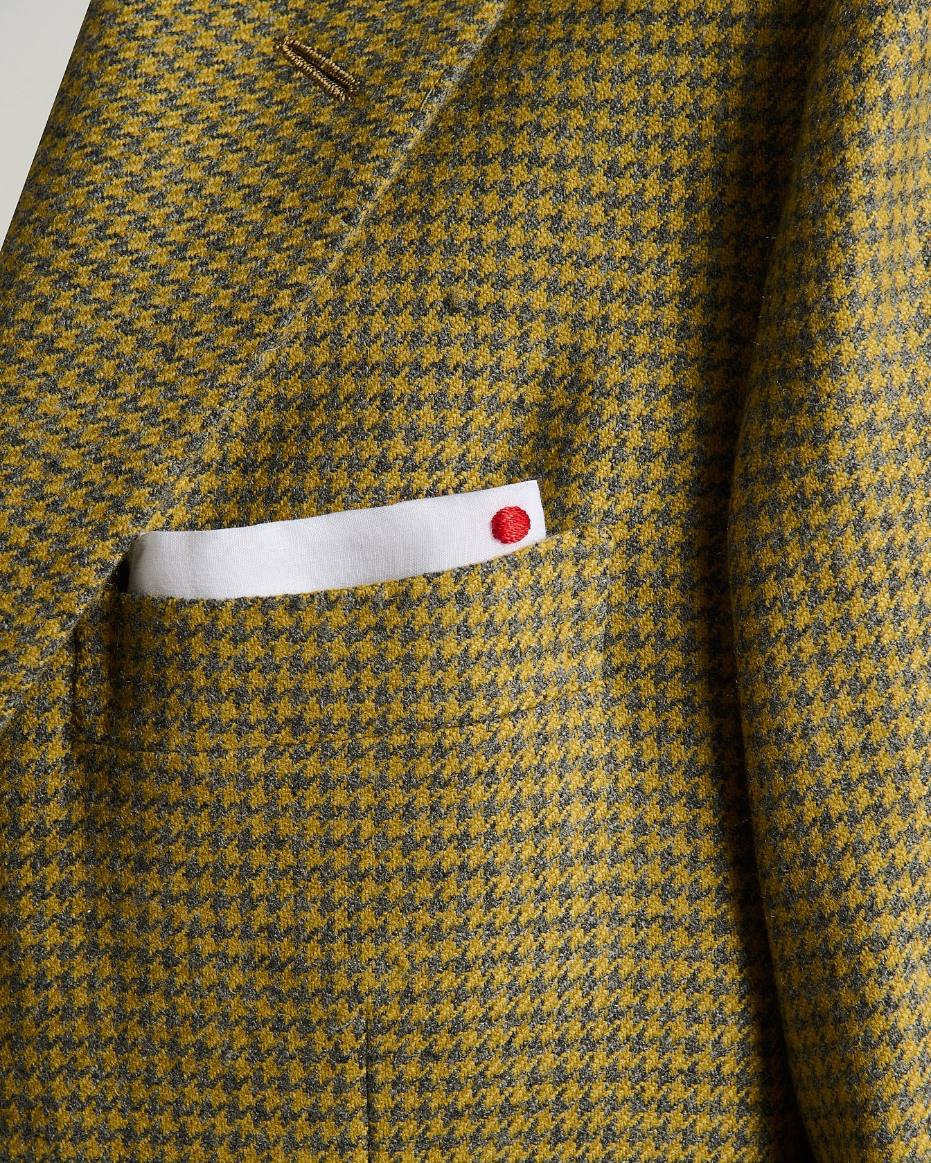 Kiton Hahnentritt Sakko Kaschmir Gr 50 gelb