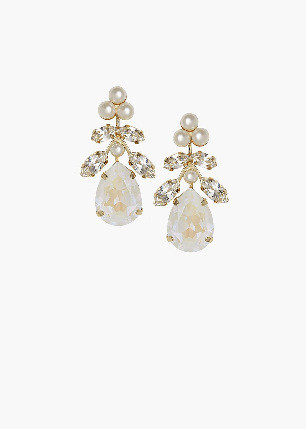 Elizabeth Bower Flora Crystal Drop Ohrringe Rhodium Clear Perle