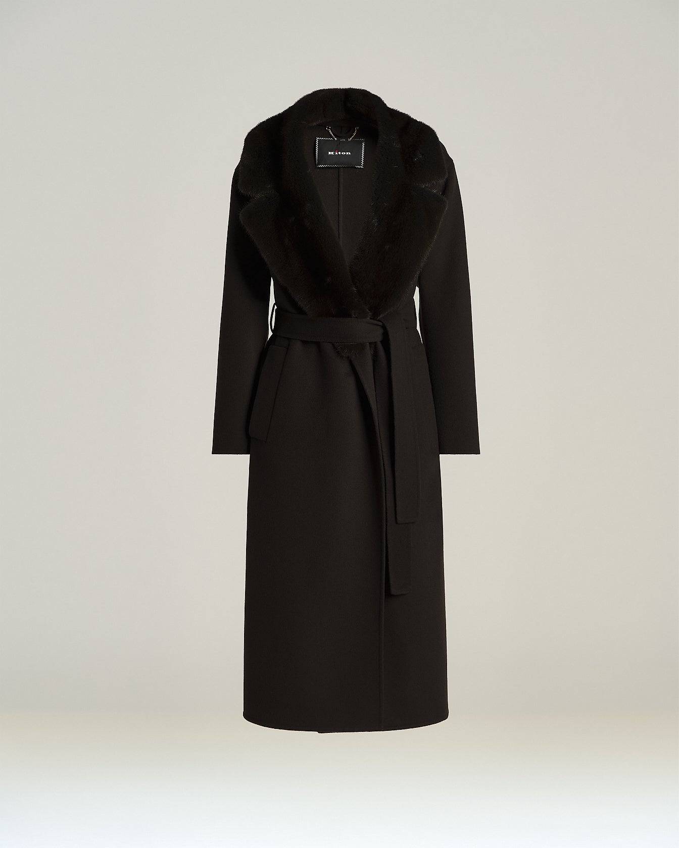 Kiton Outerwear Mantel Kaschmir braun mit Gürtel