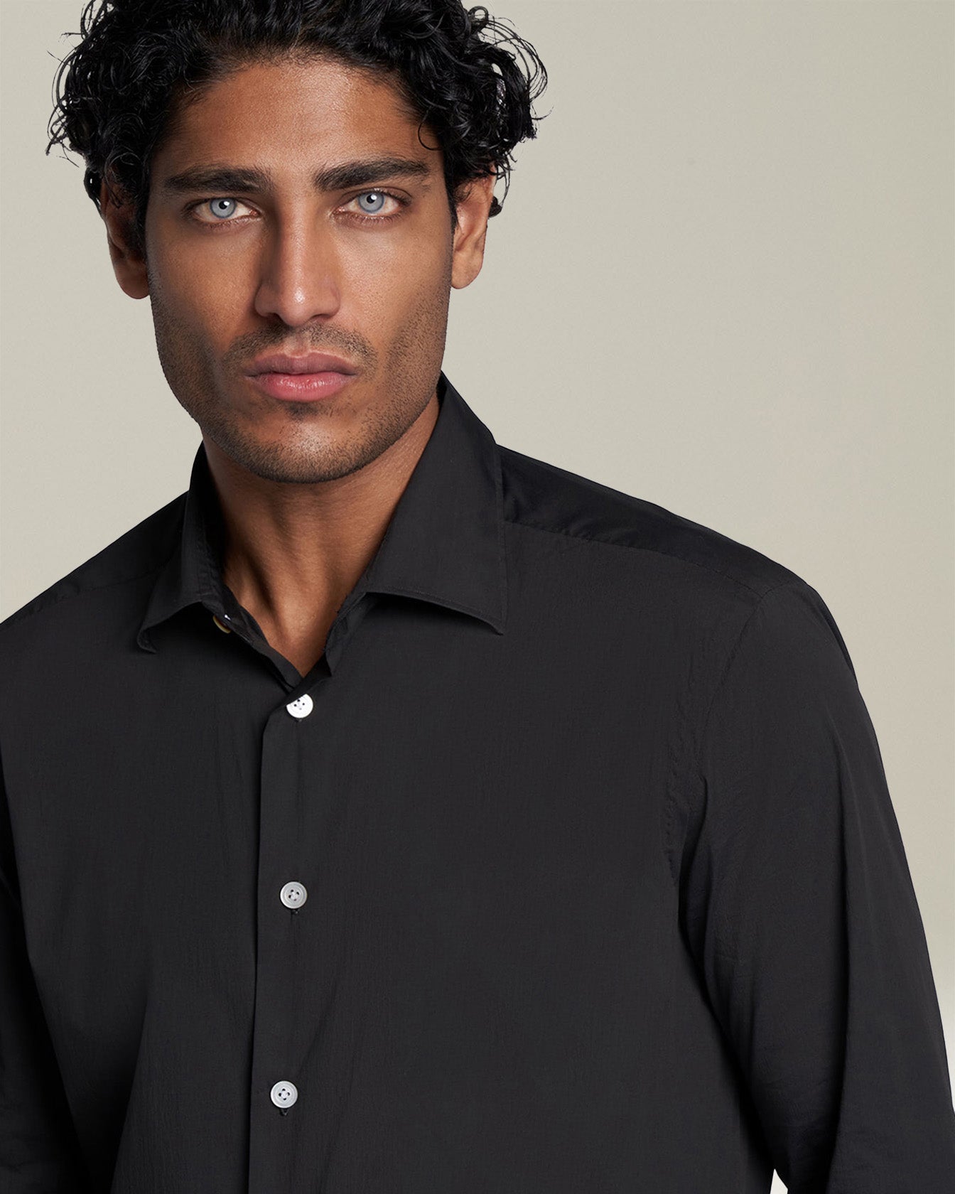Kiton Shirts Shirt Cotton schwarzes Baumwollhemd Größe 40