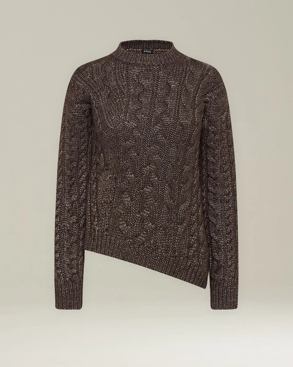 Kiton Kaschmir Seide Pullover Zopf Gr 44 navy