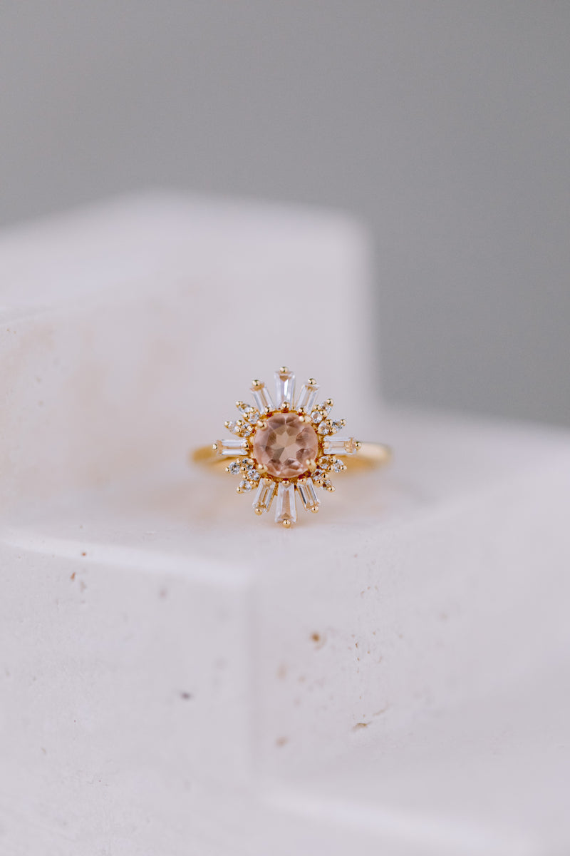 Juvelan Delhi Statement-Ring Morganit Topas 14 mm