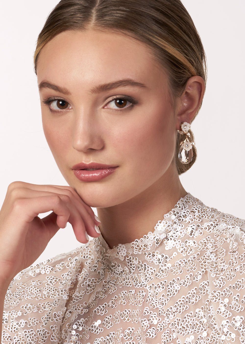 Elizabeth Bower Anemone Dew Ohrstecker Rhodium