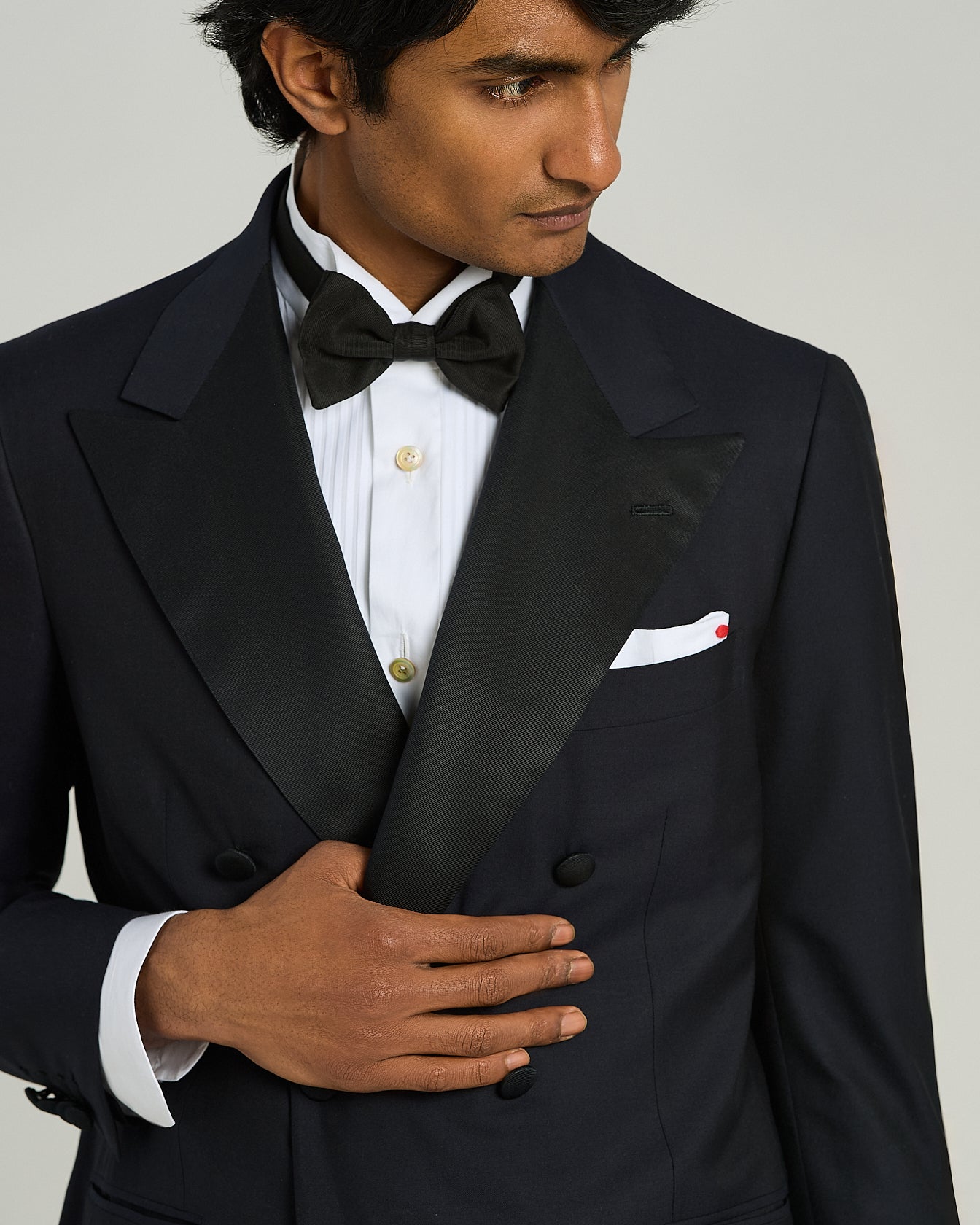Kiton 14 Micron Smoking Anzug Herren navy Wolle