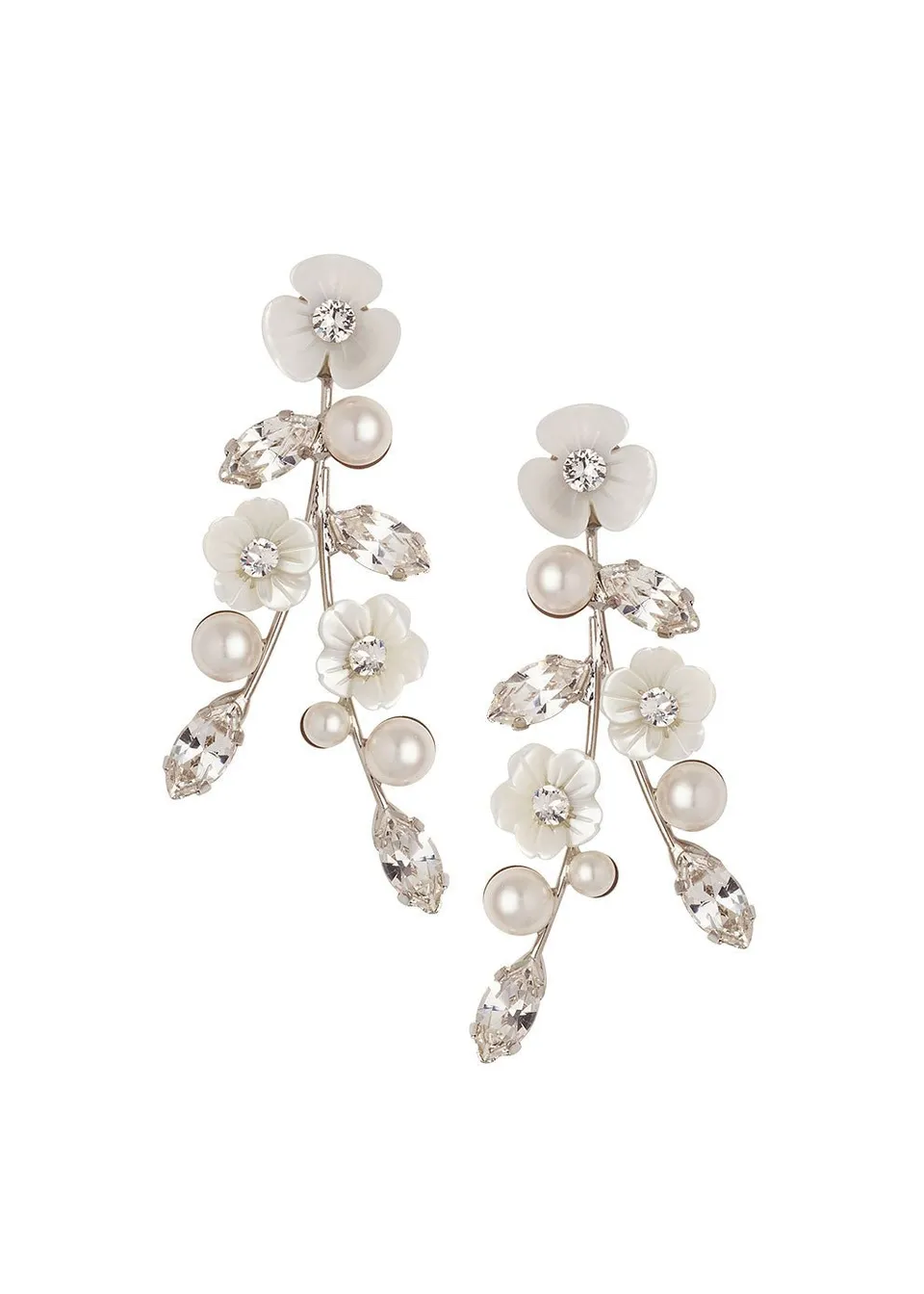 Elizabeth Bower Trill Mini Floral Chandelier Ohrringe Rhodium Kristall