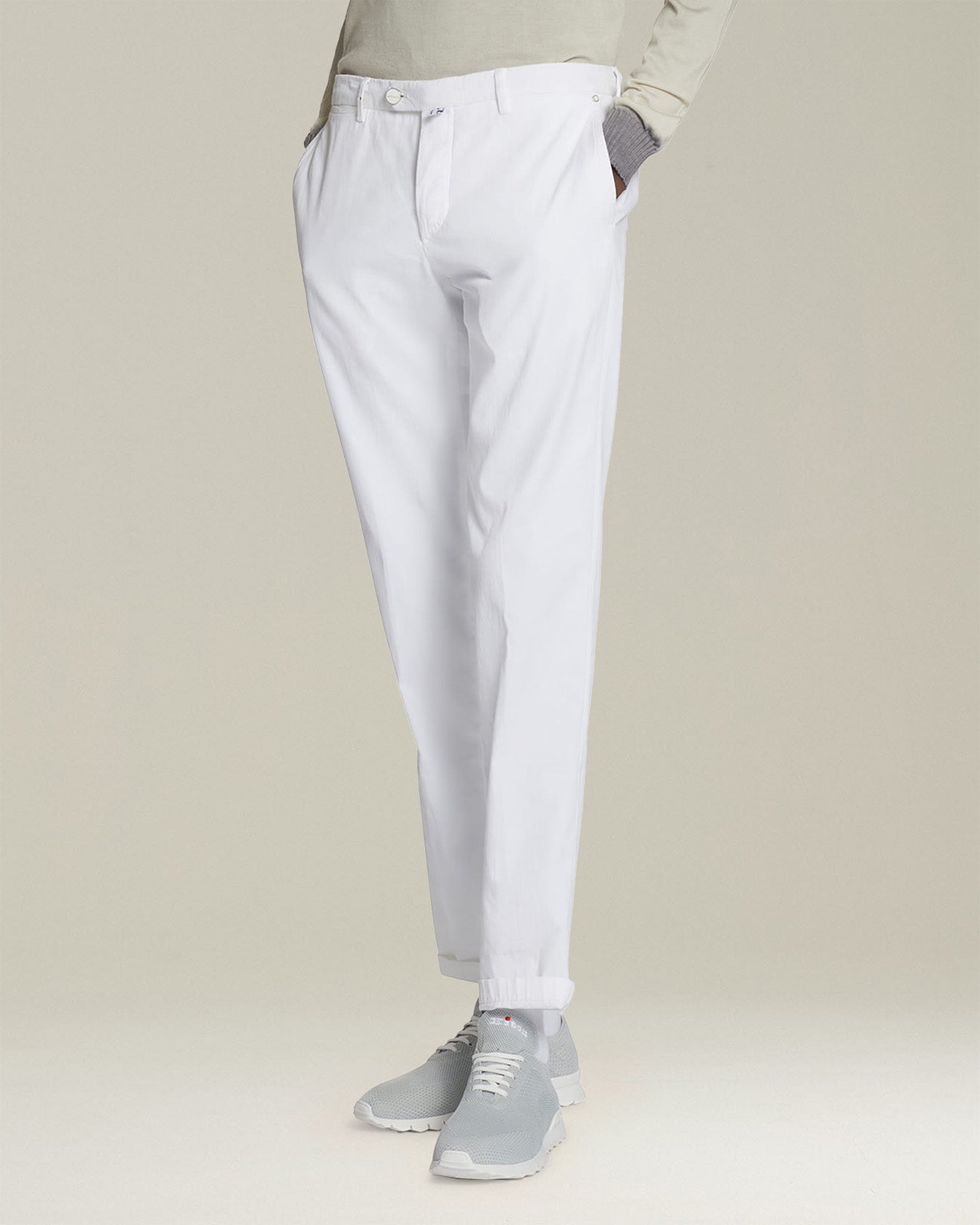 Kiton Pantaloni Cotone Hose Weiß Baumwolle Slim