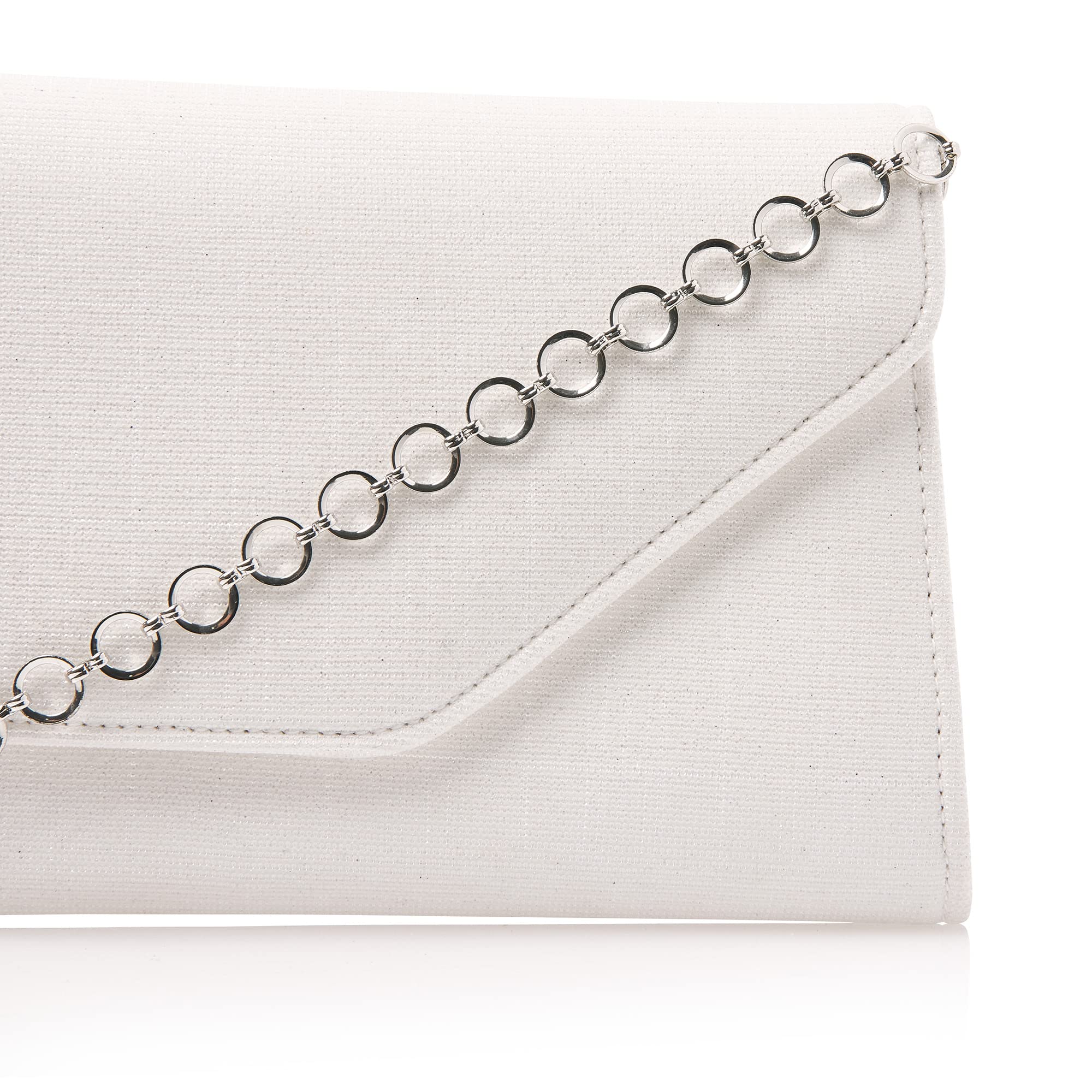 Rainbow Club Saskia Braut Clutch Off-White Metallic Kette