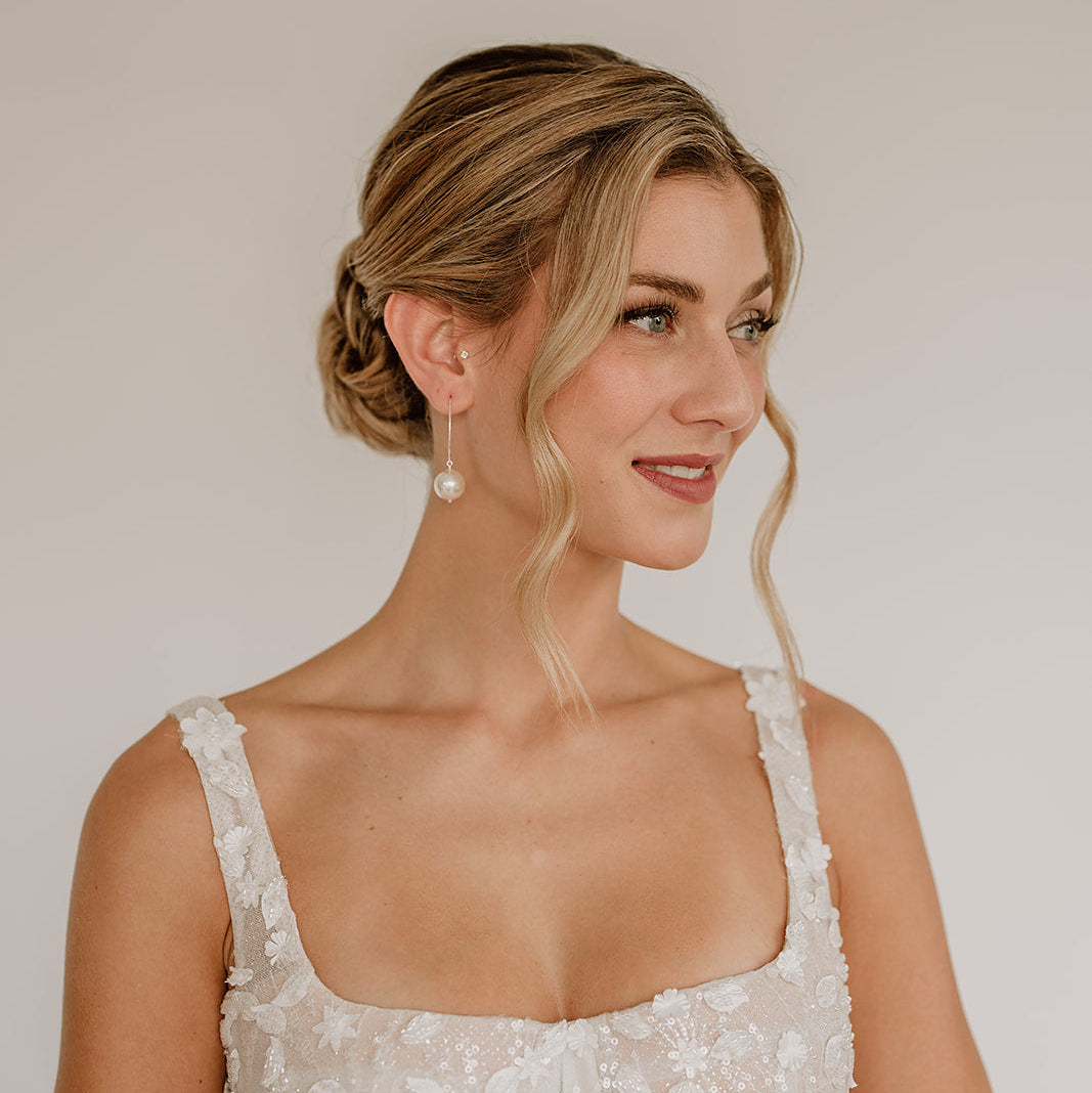 Perlenbräute Hailey Ohrringe Braut Perle Gold 4,5 cm