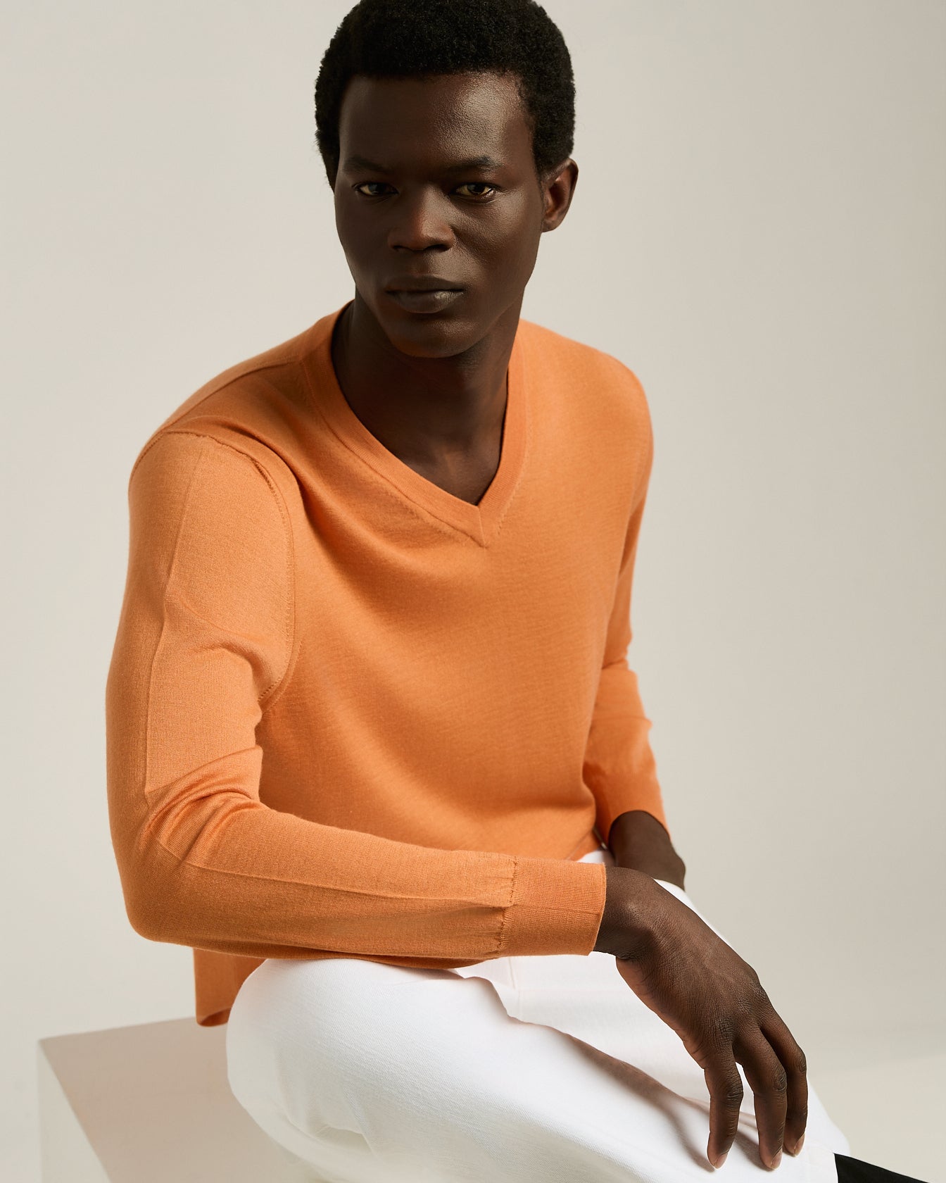 Kiton Knitwear Mango Orange Kaschmir Pullover L