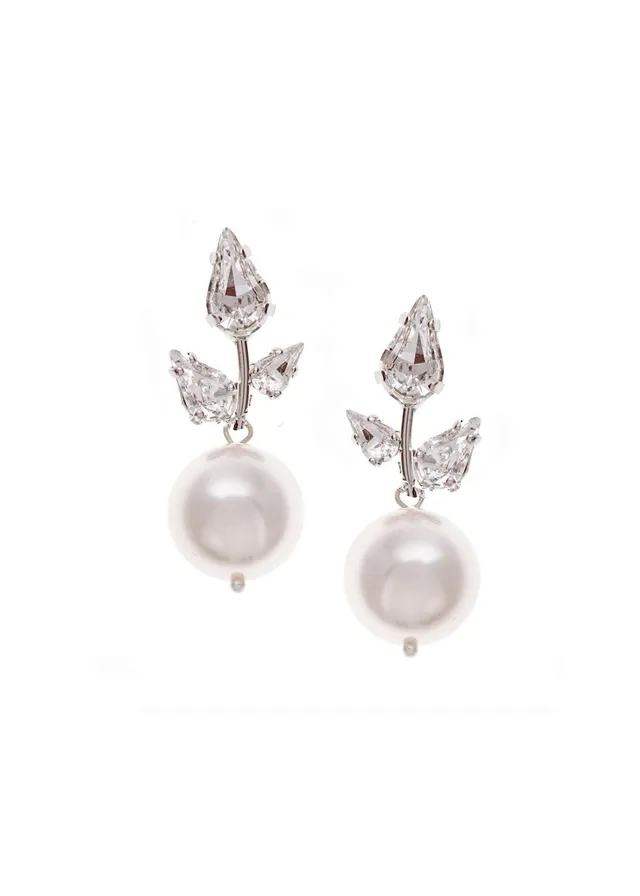 Elizabeth Bower Pyrus Bauble Pearl Drop Ohrringe Rhodium