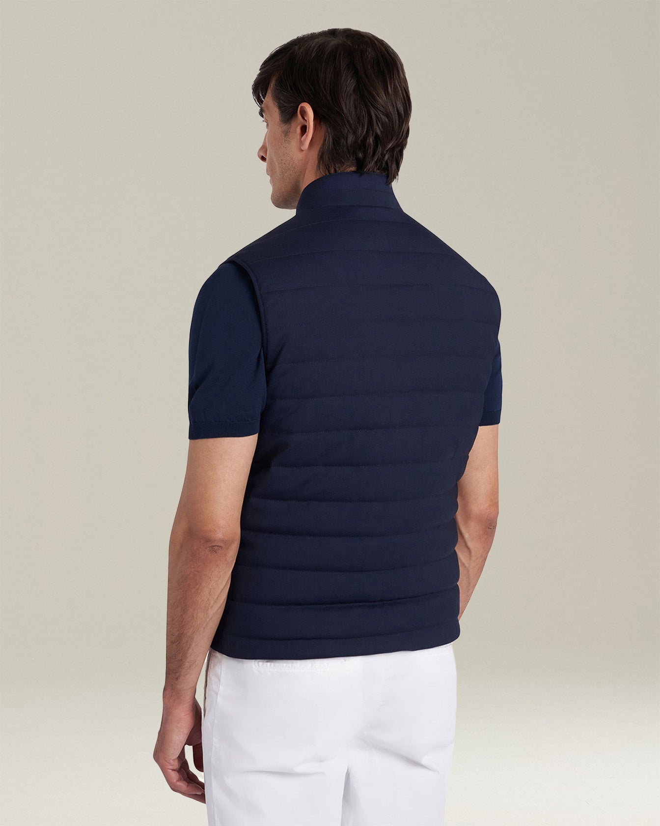 Kiton Gilet Weste Schurwolle Blau Zip Herrenweste